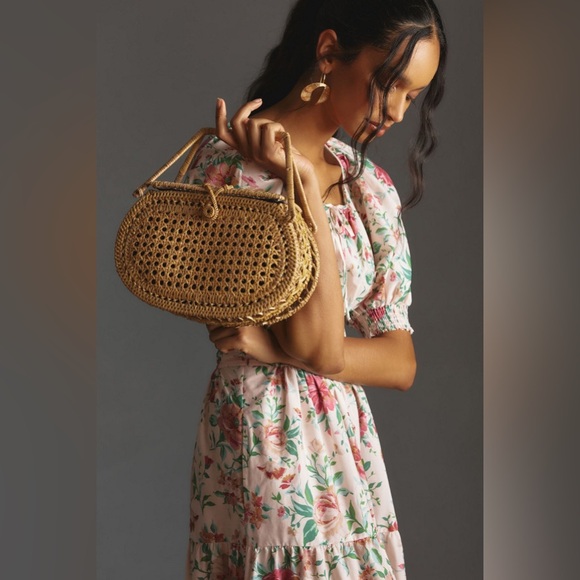 β¨ Anthropologie Somerset Maxi Dress Puff-Sleeve Edition Sz MP - Picture 3 of 5